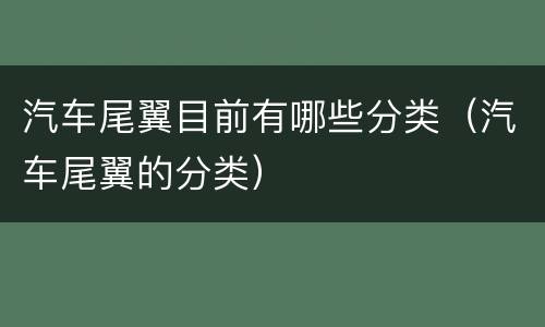汽车尾翼目前有哪些分类（汽车尾翼的分类）