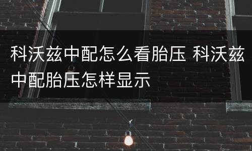 科沃兹中配怎么看胎压 科沃兹中配胎压怎样显示