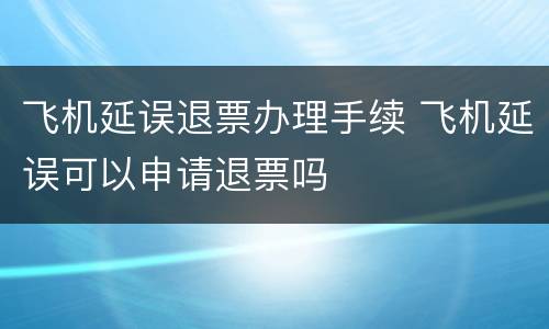 飞机延误退票办理手续 飞机延误可以申请退票吗