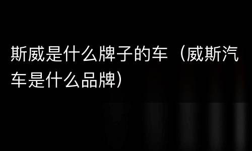 斯威是什么牌子的车（威斯汽车是什么品牌）
