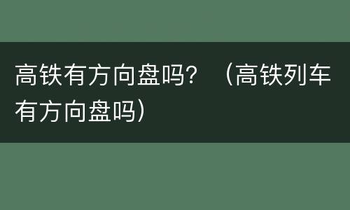 高铁有方向盘吗？（高铁列车有方向盘吗）