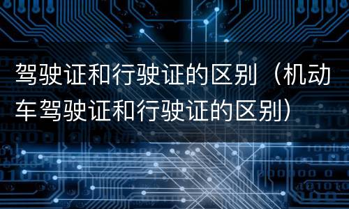 驾驶证和行驶证的区别（机动车驾驶证和行驶证的区别）