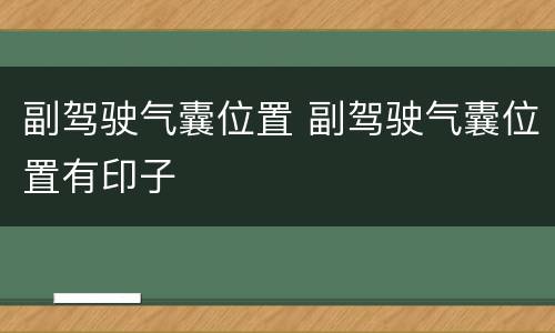 副驾驶气囊位置 副驾驶气囊位置有印子
