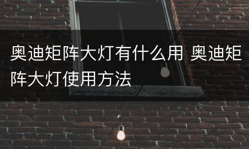 奥迪矩阵大灯有什么用 奥迪矩阵大灯使用方法
