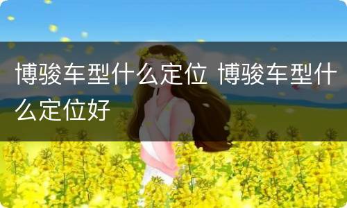 博骏车型什么定位 博骏车型什么定位好