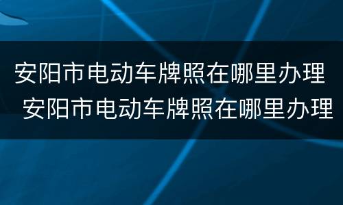 安阳市电动车牌照在哪里办理 安阳市电动车牌照在哪里办理业务