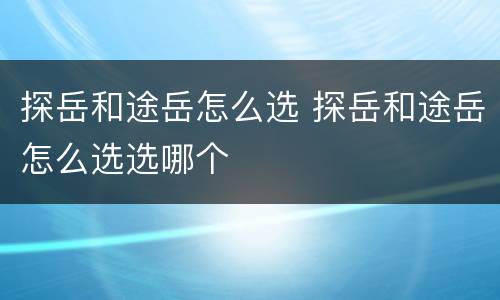 探岳和途岳怎么选 探岳和途岳怎么选选哪个
