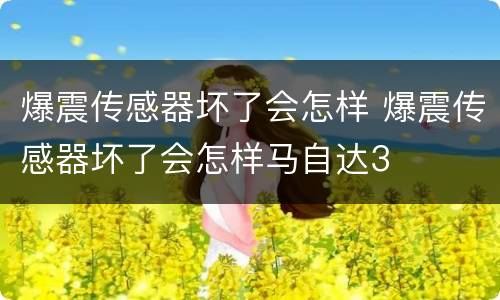 爆震传感器坏了会怎样 爆震传感器坏了会怎样马自达3