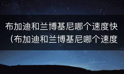 布加迪和兰博基尼哪个速度快（布加迪和兰博基尼哪个速度快一点）