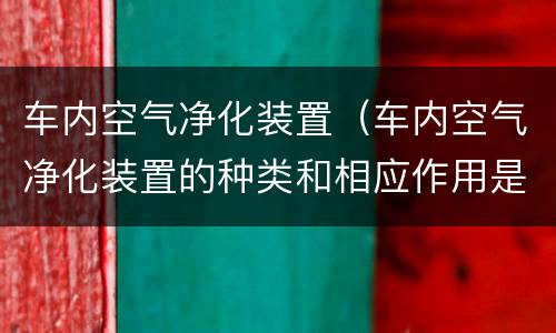 车内空气净化装置（车内空气净化装置的种类和相应作用是什么）