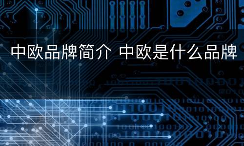 中欧品牌简介 中欧是什么品牌