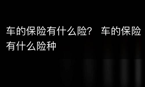 车的保险有什么险？ 车的保险有什么险种