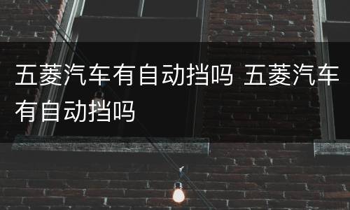 五菱汽车有自动挡吗 五菱汽车有自动挡吗