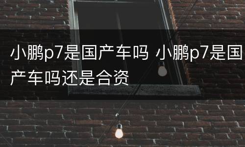 小鹏p7是国产车吗 小鹏p7是国产车吗还是合资