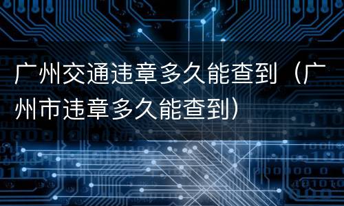 广州交通违章多久能查到（广州市违章多久能查到）