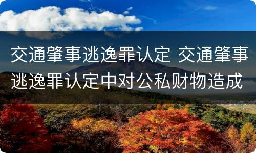 交通肇事逃逸罪认定 交通肇事逃逸罪认定中对公私财物造成损失的标准