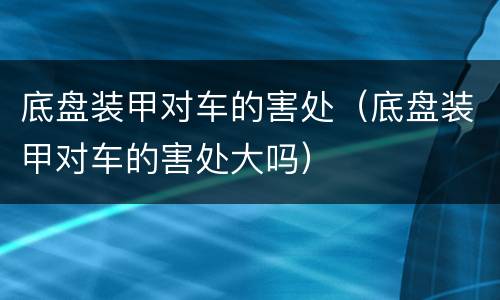 底盘装甲对车的害处（底盘装甲对车的害处大吗）