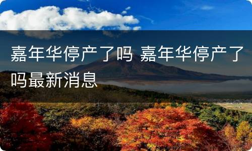 嘉年华停产了吗 嘉年华停产了吗最新消息