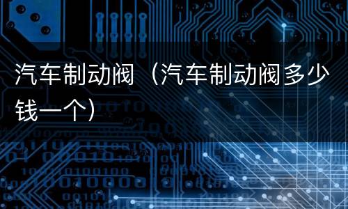 汽车制动阀（汽车制动阀多少钱一个）