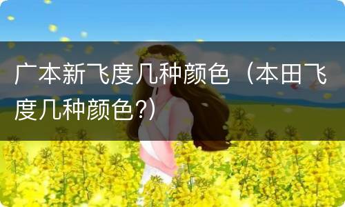 广本新飞度几种颜色（本田飞度几种颜色?）