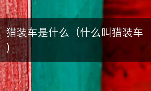 猎装车是什么（什么叫猎装车）