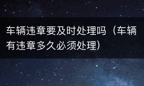 车辆违章要及时处理吗（车辆有违章多久必须处理）