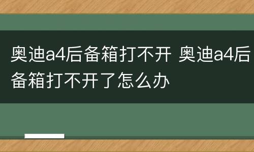 奥迪a4后备箱打不开 奥迪a4后备箱打不开了怎么办