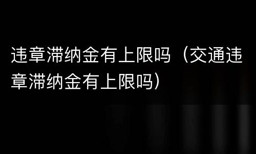 违章滞纳金有上限吗（交通违章滞纳金有上限吗）