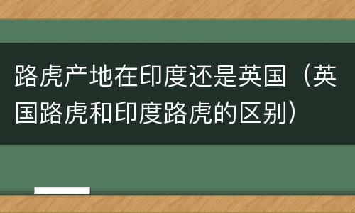 路虎产地在印度还是英国（英国路虎和印度路虎的区别）