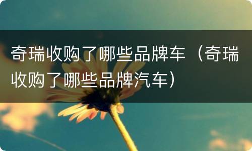 奇瑞收购了哪些品牌车（奇瑞收购了哪些品牌汽车）