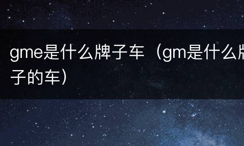 gme是什么牌子车（gm是什么牌子的车）