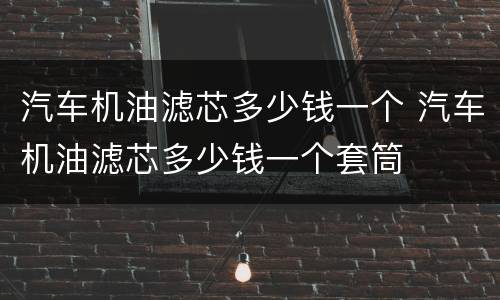汽车机油滤芯多少钱一个 汽车机油滤芯多少钱一个套筒