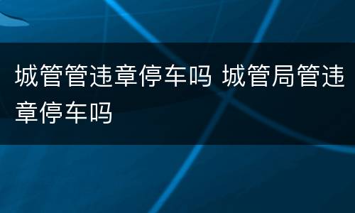 城管管违章停车吗 城管局管违章停车吗