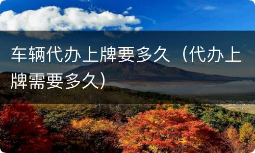 车辆代办上牌要多久（代办上牌需要多久）