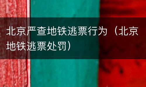 北京严查地铁逃票行为（北京地铁逃票处罚）