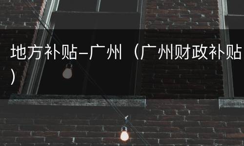 地方补贴-广州（广州财政补贴）
