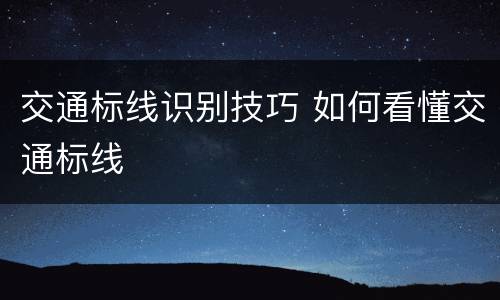 交通标线识别技巧 如何看懂交通标线