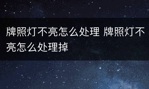 牌照灯不亮怎么处理 牌照灯不亮怎么处理掉