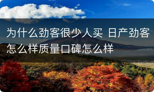 为什么劲客很少人买 日产劲客怎么样质量口碑怎么样