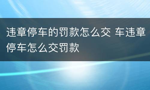 违章停车的罚款怎么交 车违章停车怎么交罚款