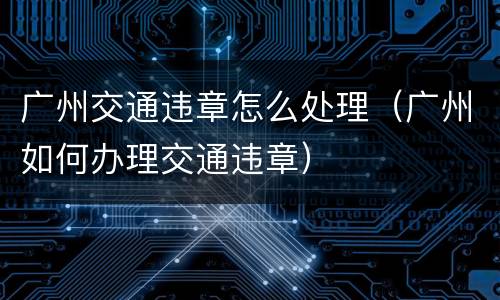 广州交通违章怎么处理（广州如何办理交通违章）