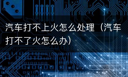 汽车打不上火怎么处理（汽车打不了火怎么办）