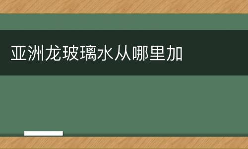 亚洲龙玻璃水从哪里加
