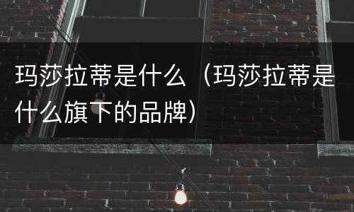 玛莎拉蒂是什么（玛莎拉蒂是什么旗下的品牌）