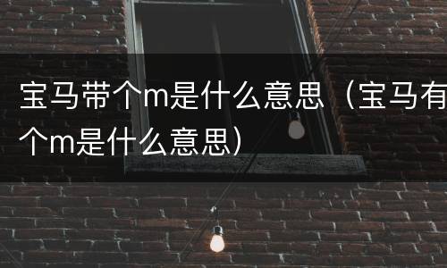 宝马带个m是什么意思（宝马有个m是什么意思）