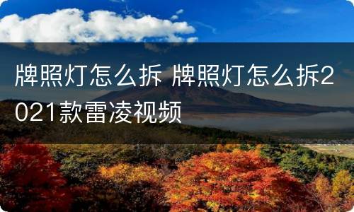 牌照灯怎么拆 牌照灯怎么拆2021款雷凌视频