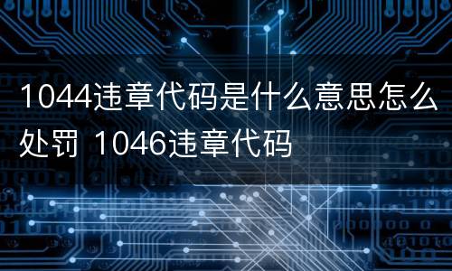 1044违章代码是什么意思怎么处罚 1046违章代码