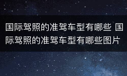 国际驾照的准驾车型有哪些 国际驾照的准驾车型有哪些图片