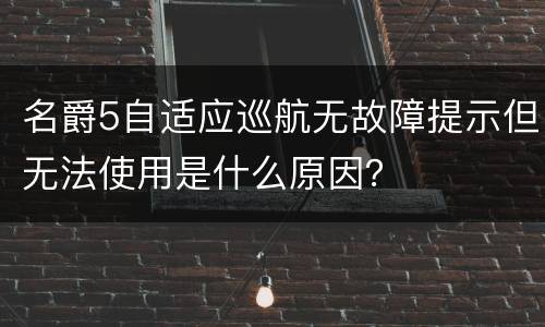 名爵5自适应巡航无故障提示但无法使用是什么原因？