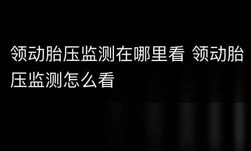 领动胎压监测在哪里看 领动胎压监测怎么看